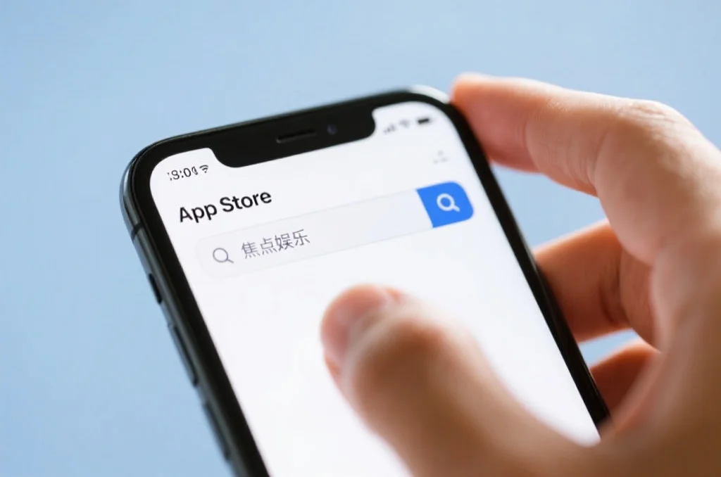 在iOS设备搜索焦点娱乐APP的场景